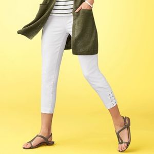 TALBOTS | Flawless Five-Pocket Lace-Up Crop White Jeans